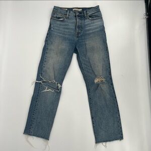 Levi's Wedgie Straight Distressed Rough Hem Button Fly Jeans Size 25 Women’s